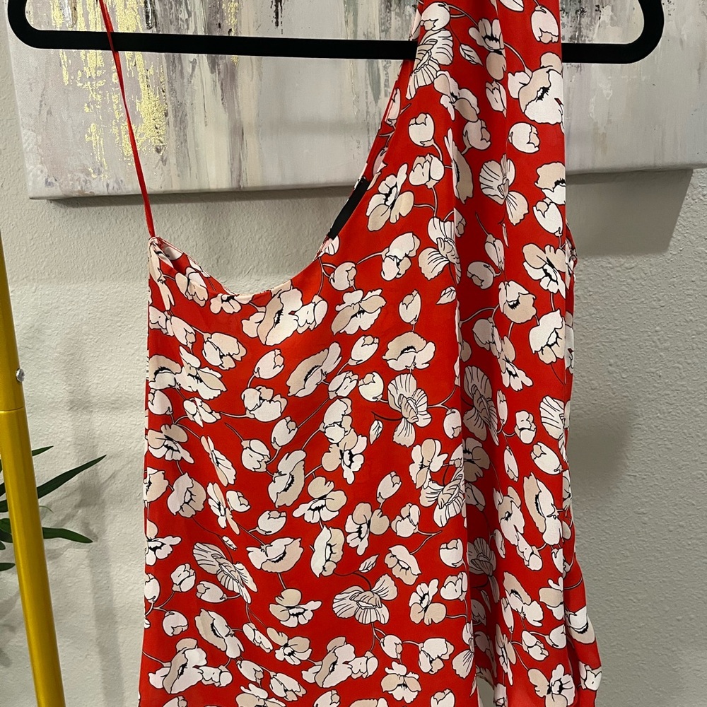 Cynthia Rowley Red and White Floral Off The Shoulder Blouse